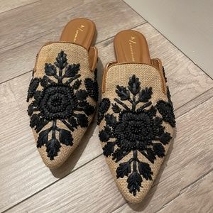 Anthropologie Therese Beaded Rafia Mules